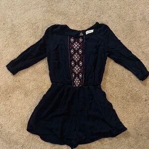 Abercrombie Navy Romper with Embroidered Detail xl 16